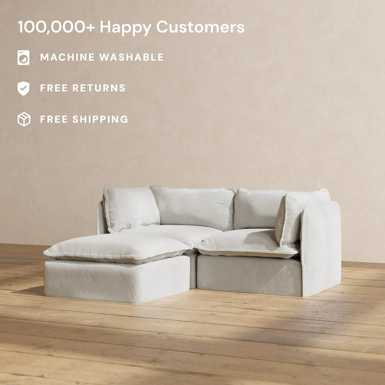 Modular Performance 2-Seater Sectional in Cloud | Relaxed Blend