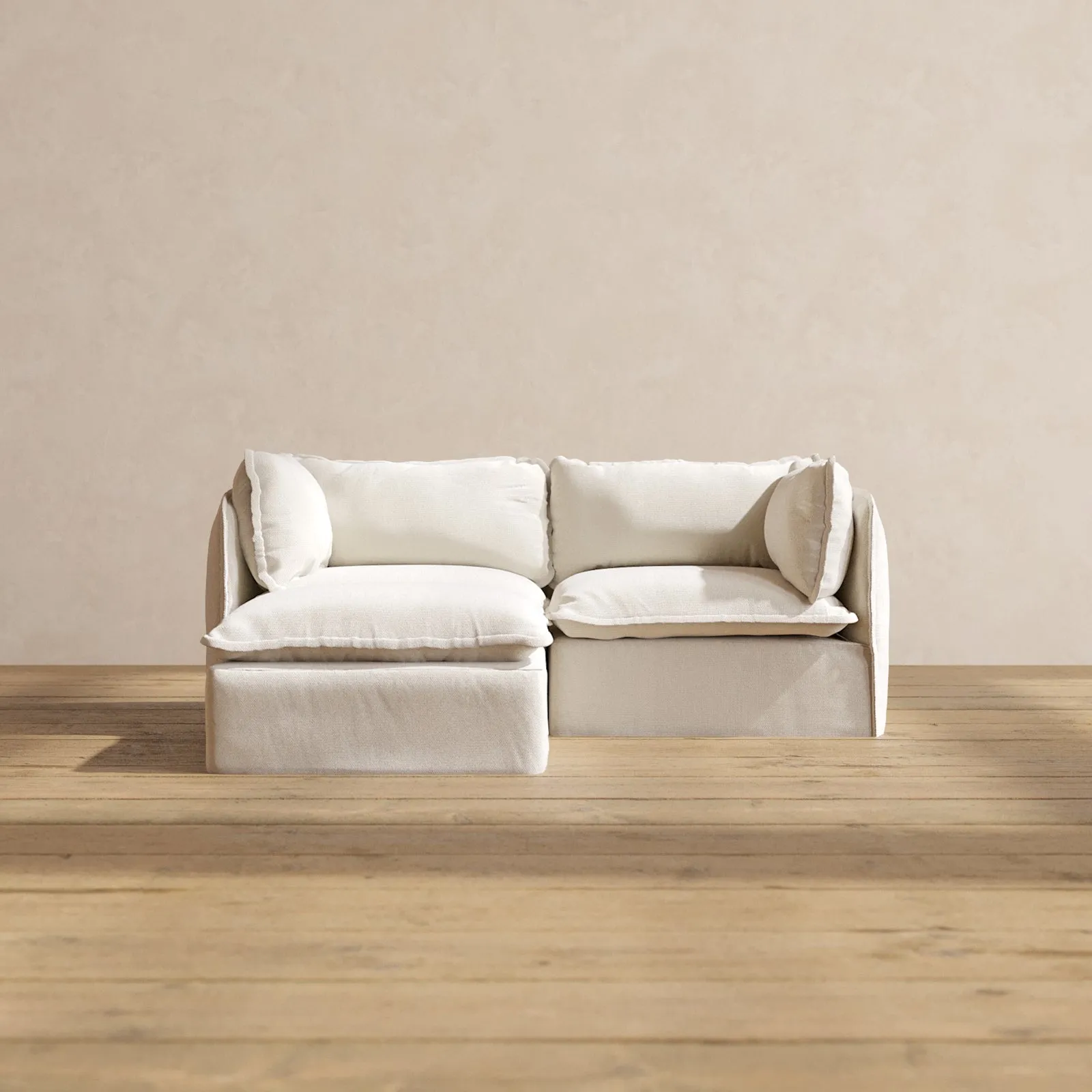 Modular Performance 2-Seater Sectional in Flour | Deluxe Blend