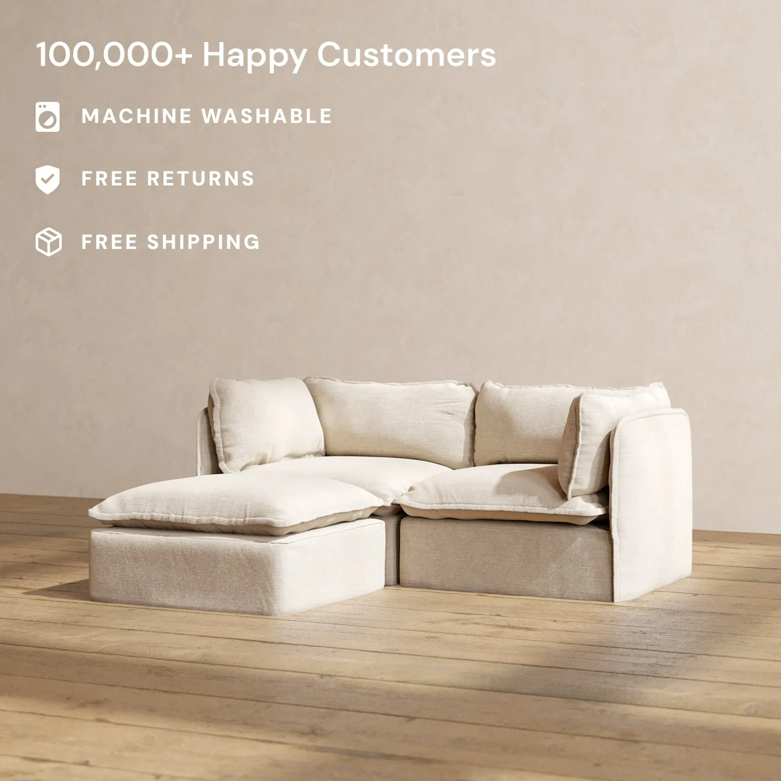 Modular Performance 2-Seater Sectional in Oat | Relaxed Blend