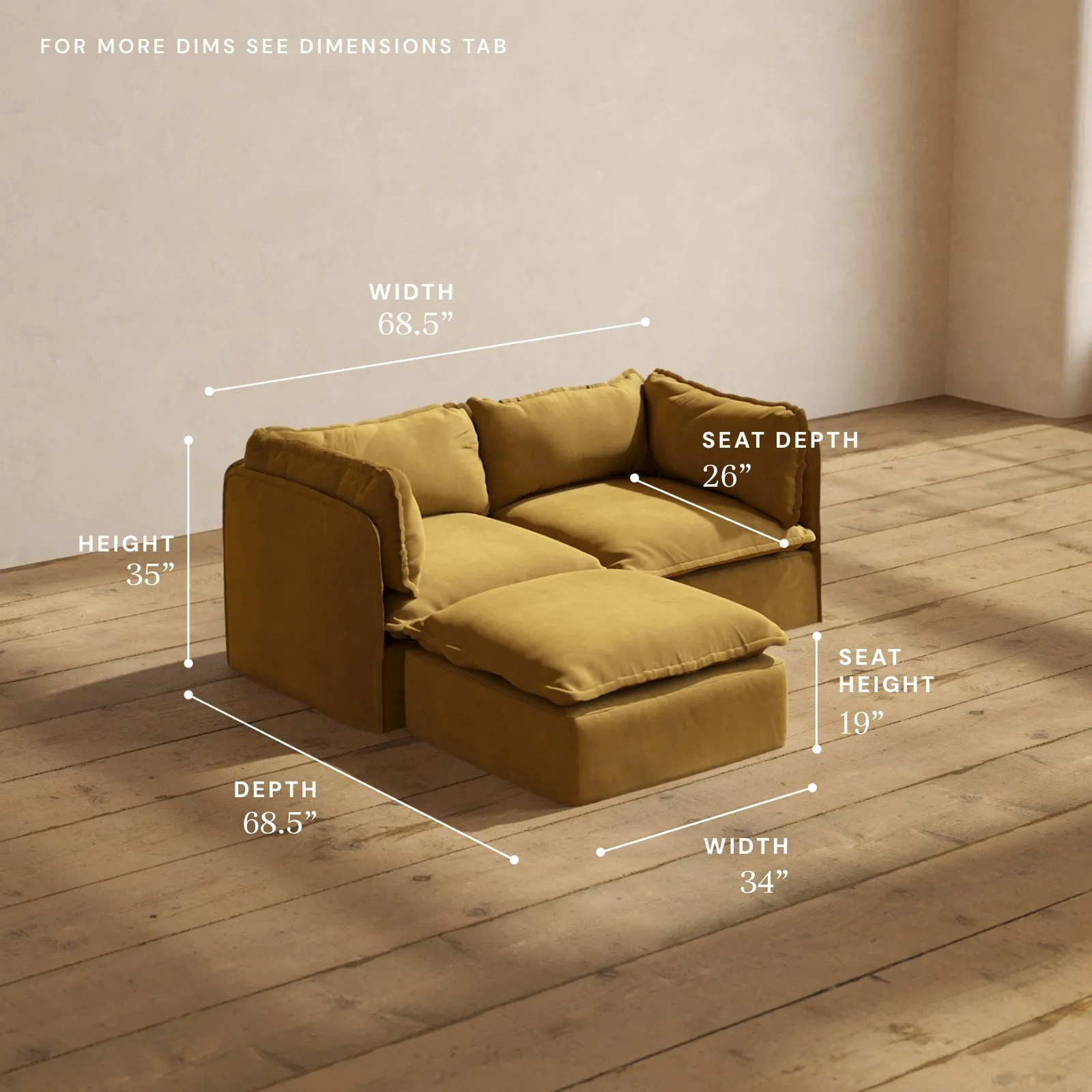 Modular Performance 2-Seater Sectional in Toffee | Relaxed Blend