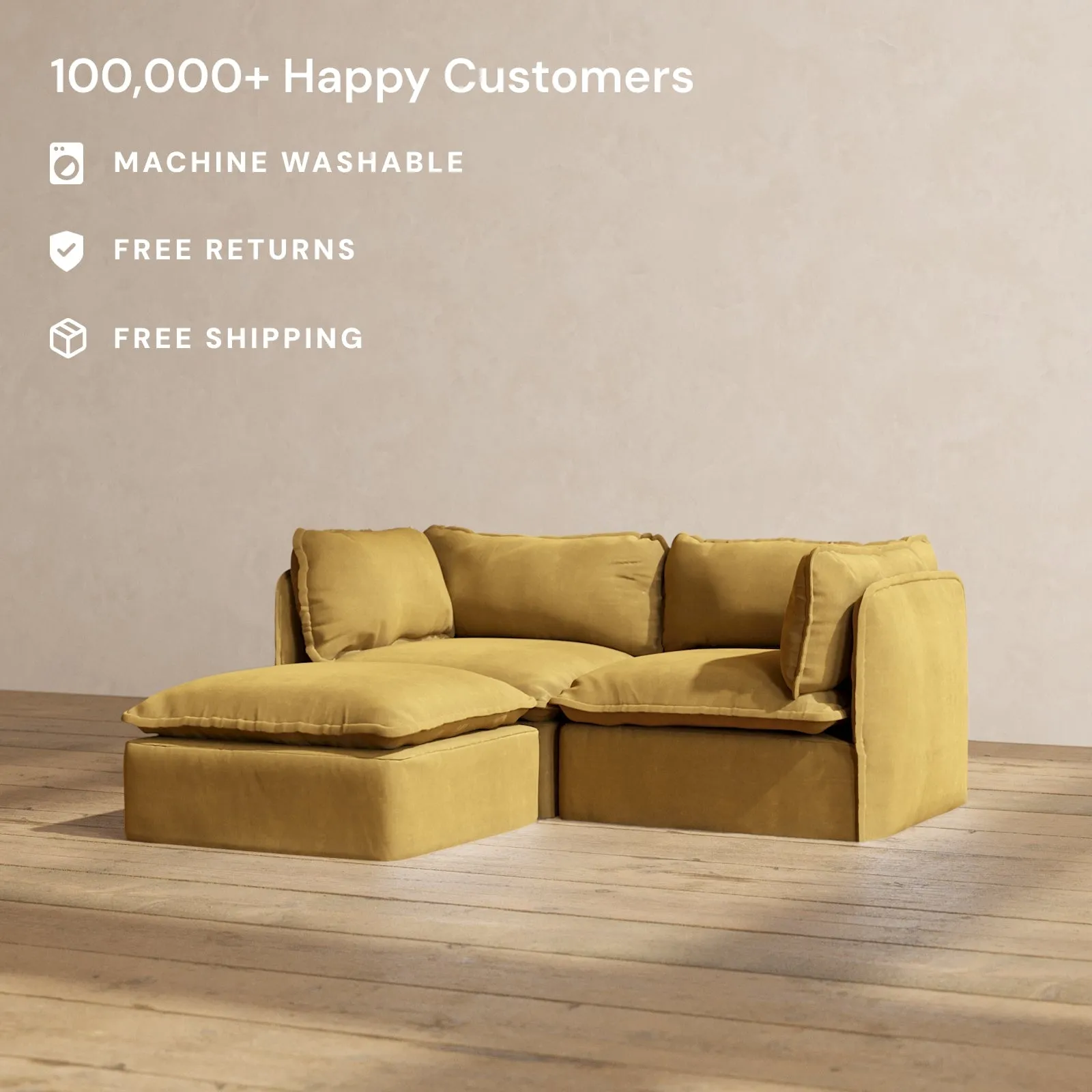 Modular Performance 2-Seater Sectional in Toffee | Relaxed Blend