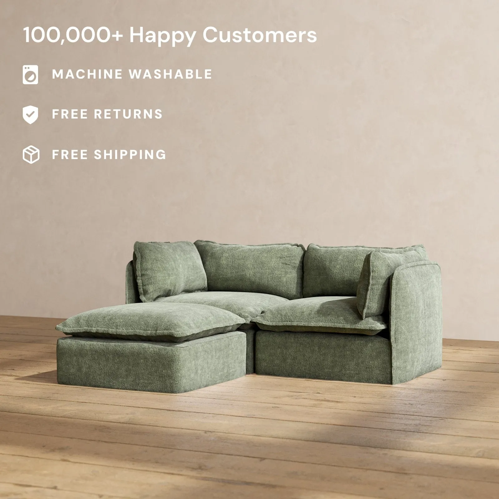 Modular Performance 2-Seater Sectional in Willow | Deluxe Blend