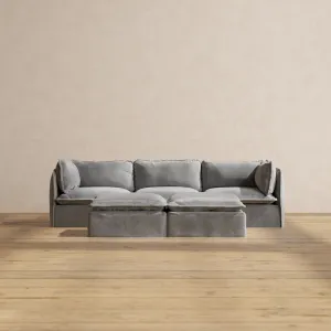 Modular Performance 3-Seater   Bench Ottoman in Ash | Deluxe Blend