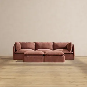 Modular Performance 3-Seater   Bench Ottoman in Chestnut | Deluxe Blend