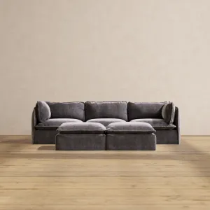 Modular Performance 3-Seater   Bench Ottoman in Cinder | Deluxe Blend