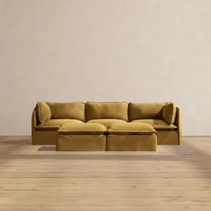 Modular Performance 3-Seater   Bench Ottoman in Toffee | Deluxe Blend