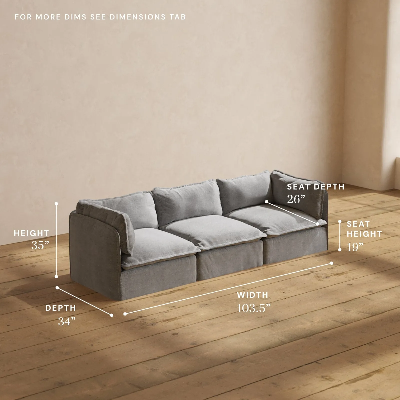 Modular Performance 3-Seater in Ash | Deluxe Blend