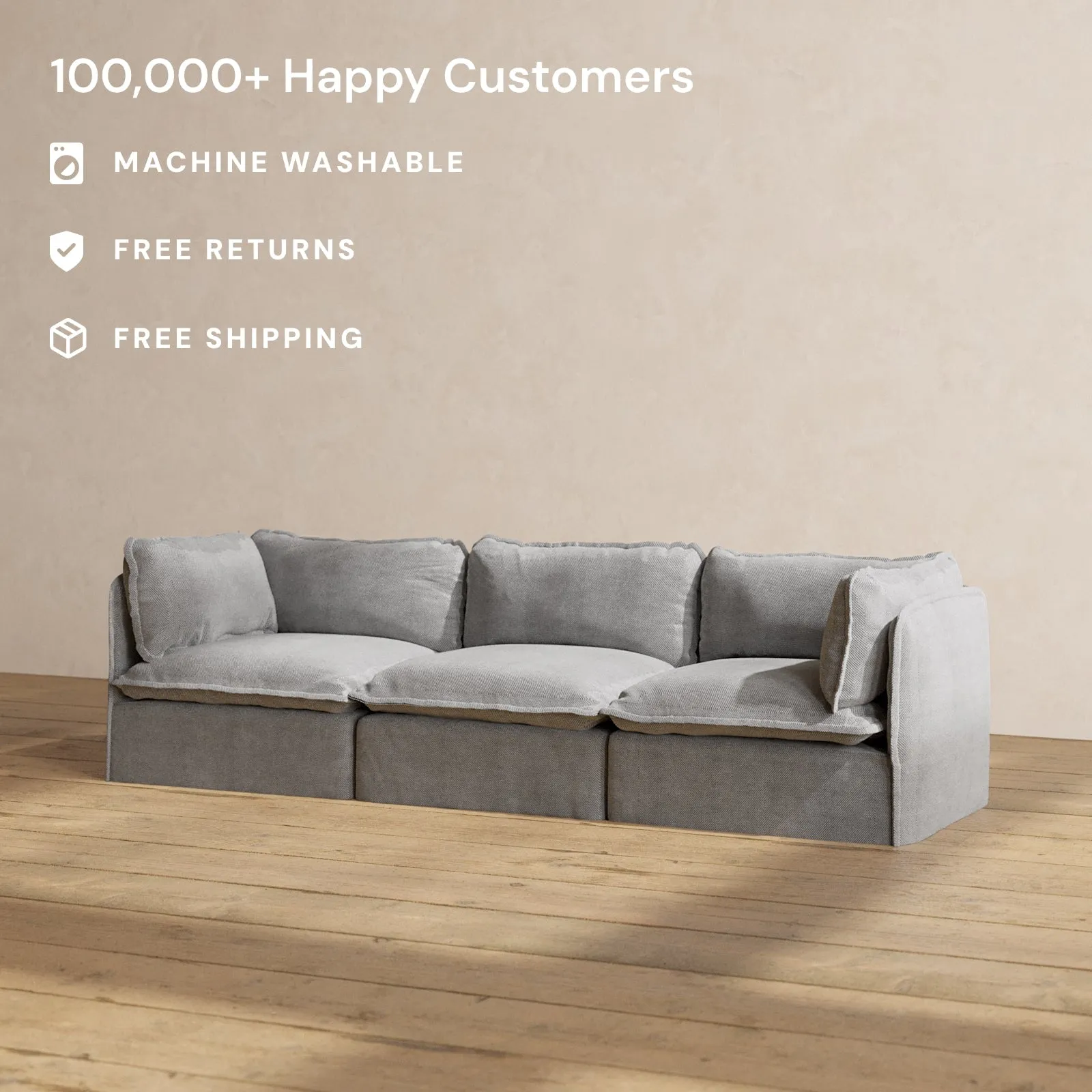 Modular Performance 3-Seater in Ash | Deluxe Blend
