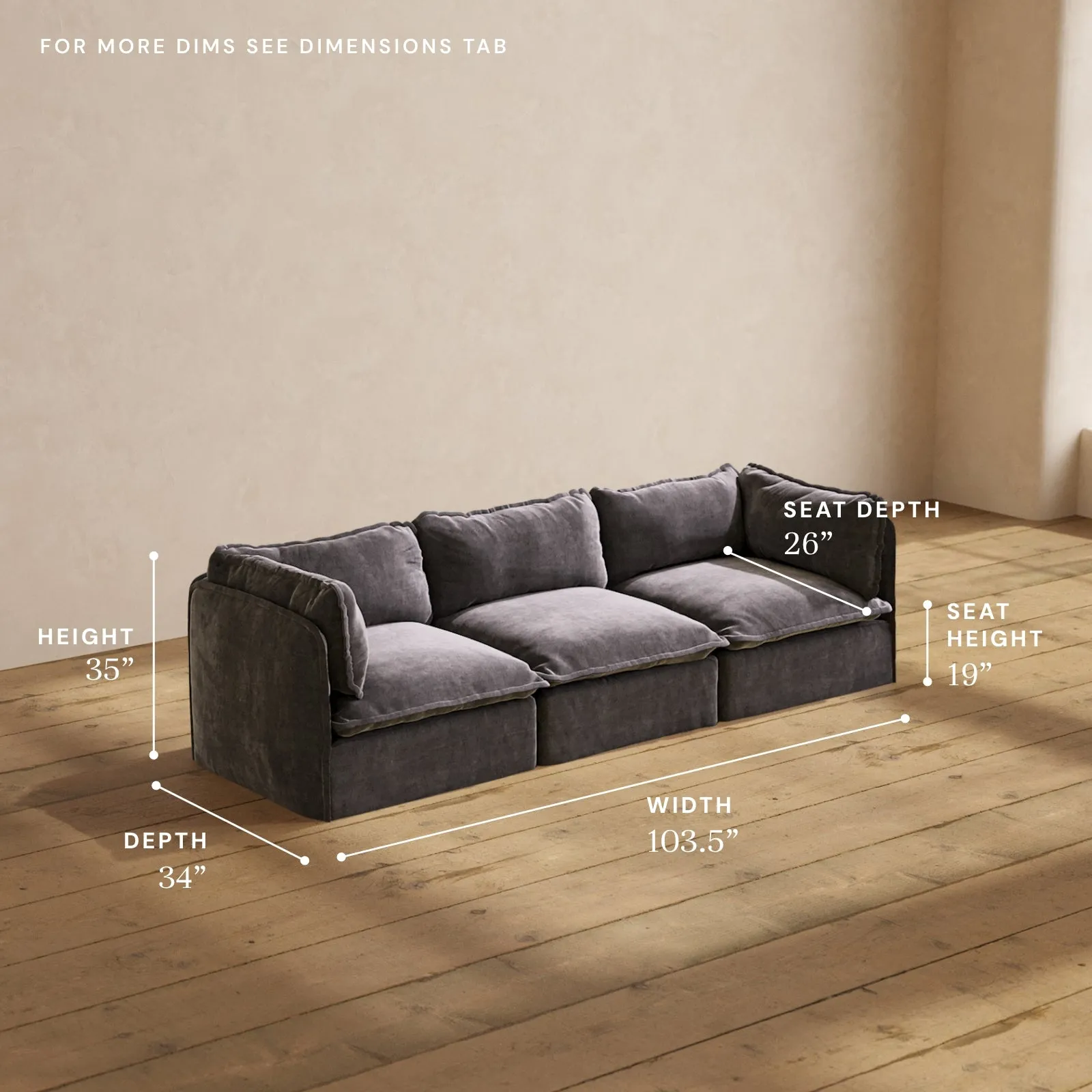 Modular Performance 3-Seater in Cinder | Relaxed Blend