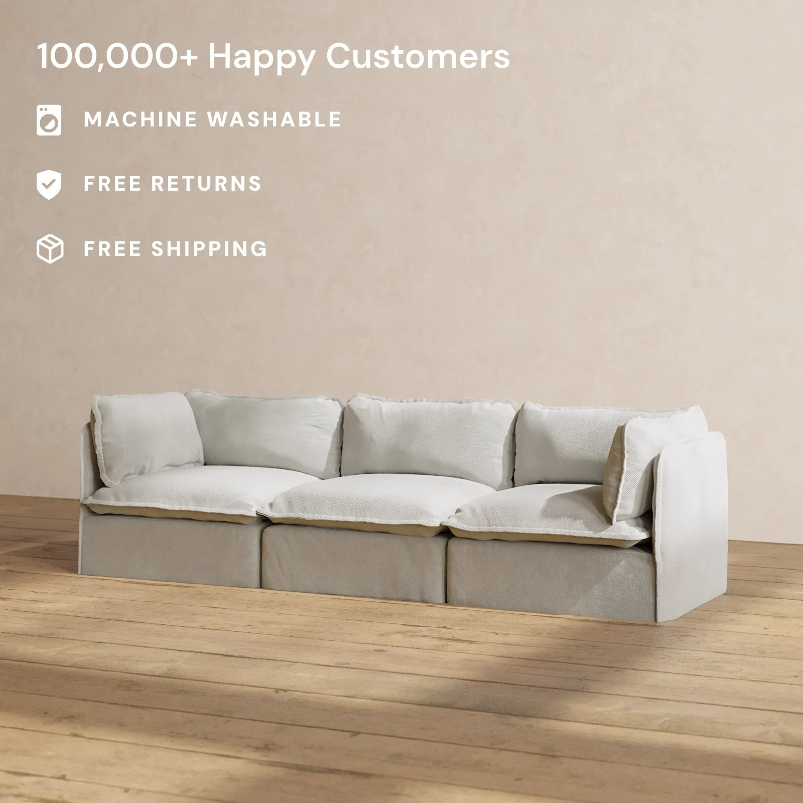 Modular Performance 3-Seater in Cloud | Deluxe Blend