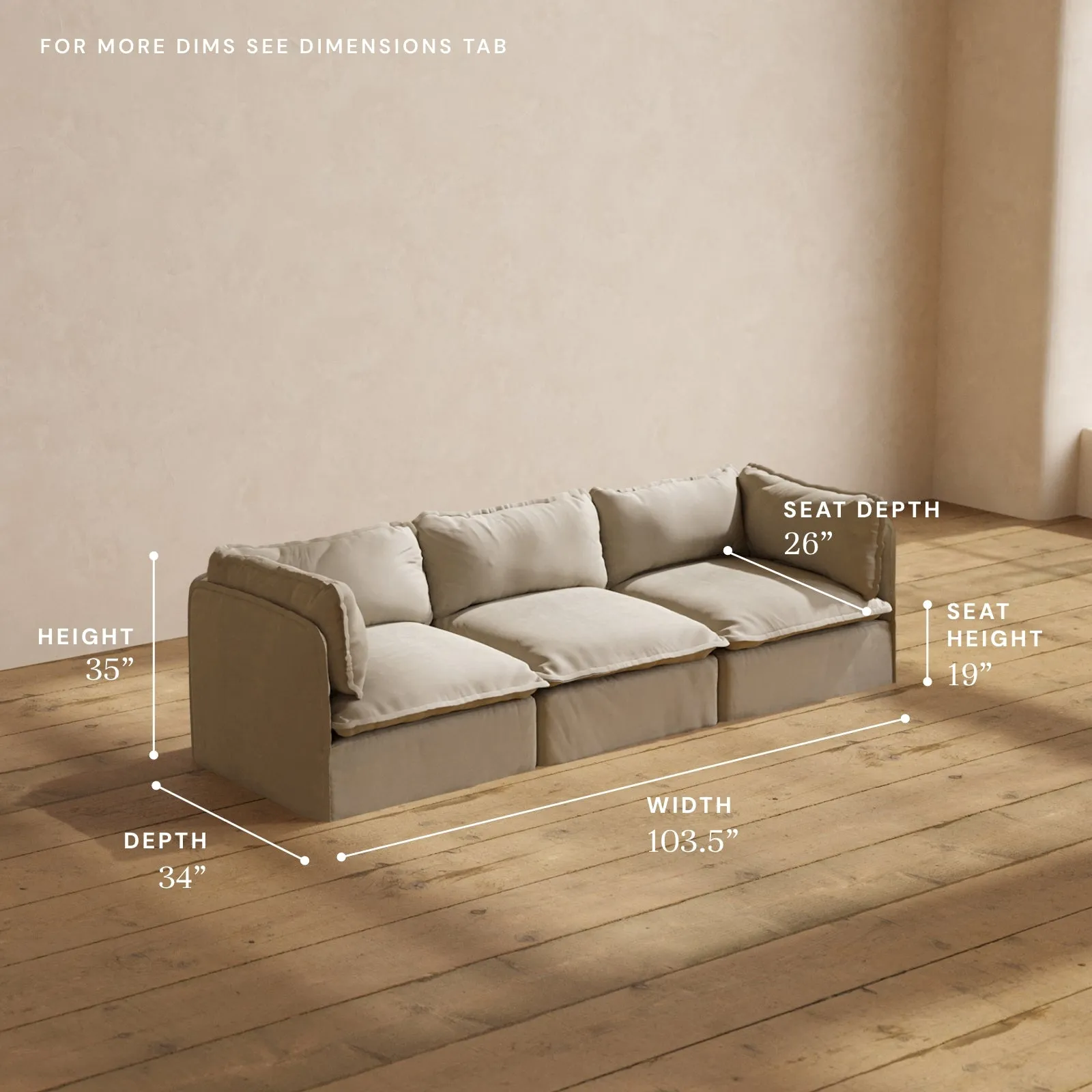 Modular Performance 3-Seater in Dune | Deluxe Blend