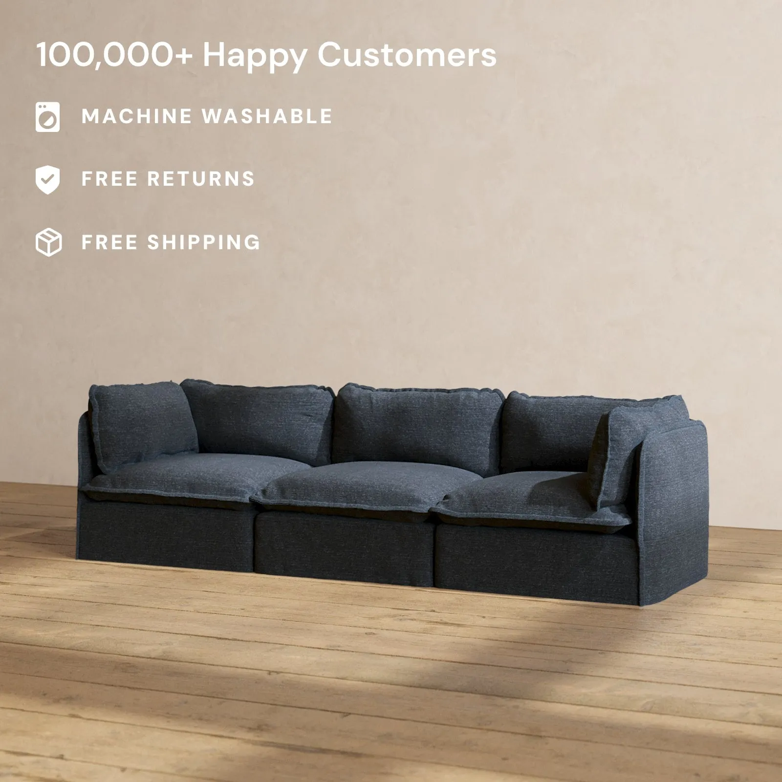 Modular Performance 3-Seater in Indigo | Deluxe Blend