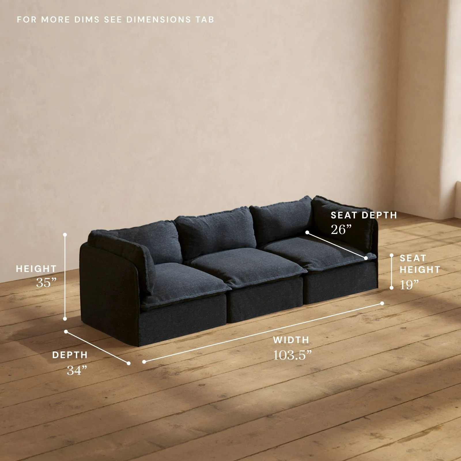 Modular Performance 3-Seater in Indigo | Deluxe Blend