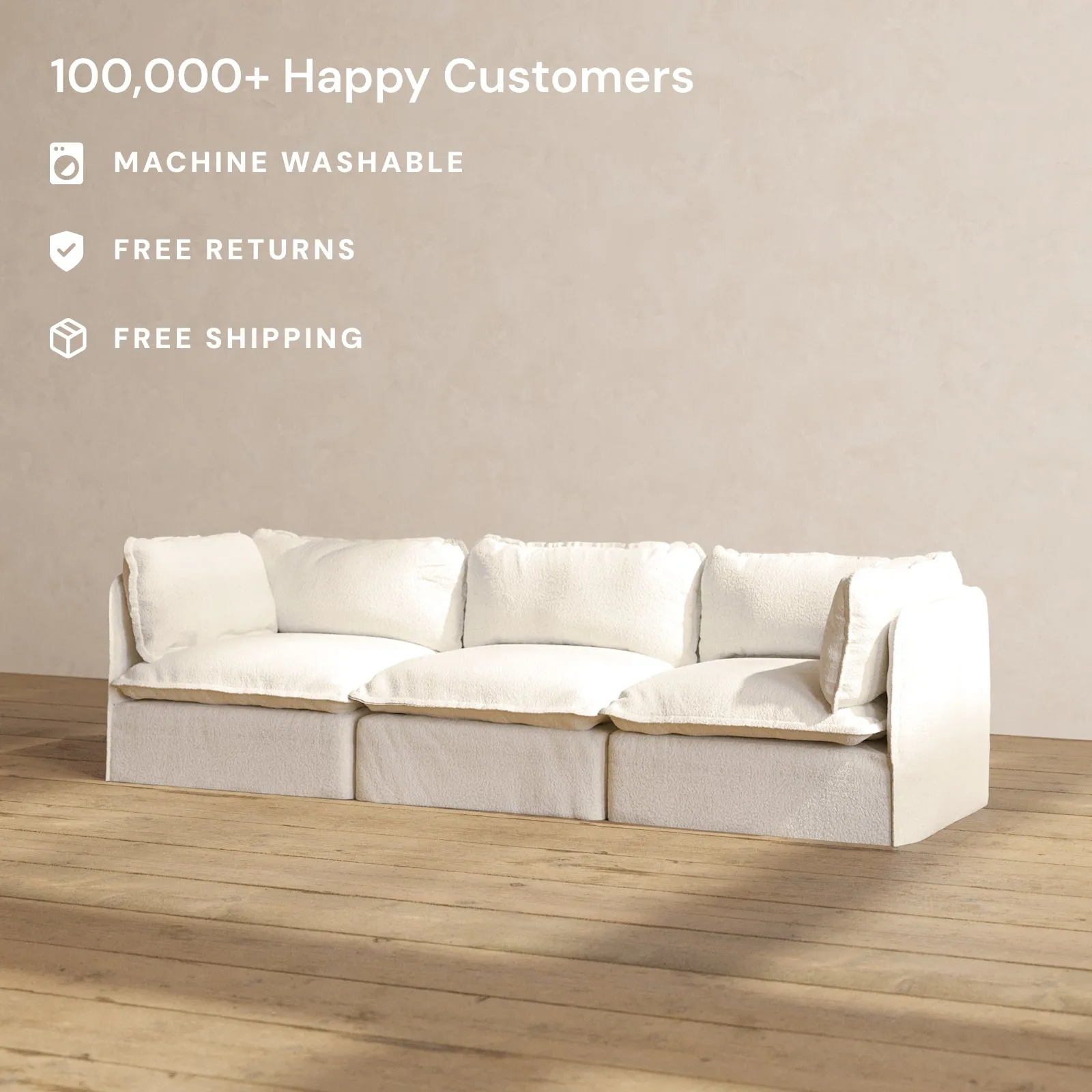Modular Performance 3-Seater in Mousse | Deluxe Blend