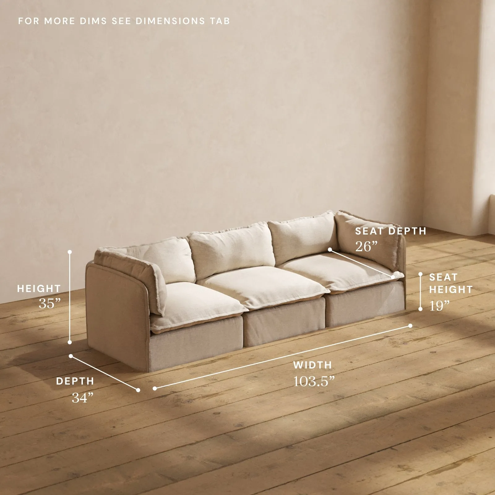 Modular Performance 3-Seater in Oat | Deluxe Blend