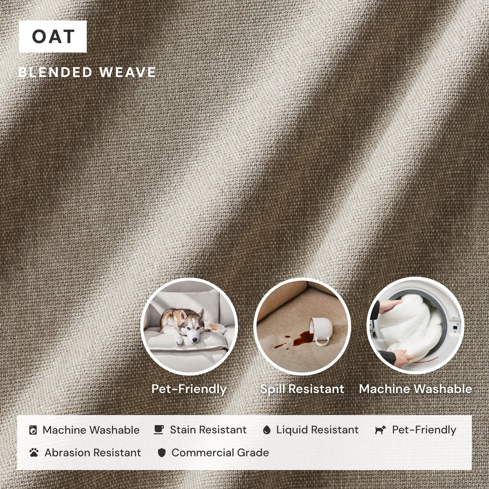 Modular Performance 3-Seater in Oat | Deluxe Blend