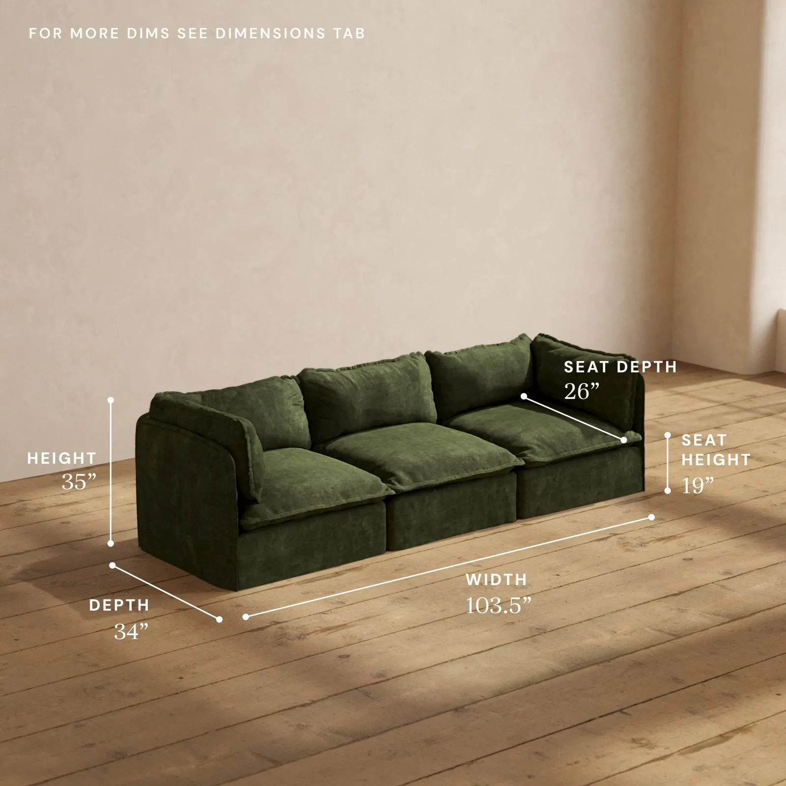 Modular Performance 3-Seater in Olive | Deluxe Blend