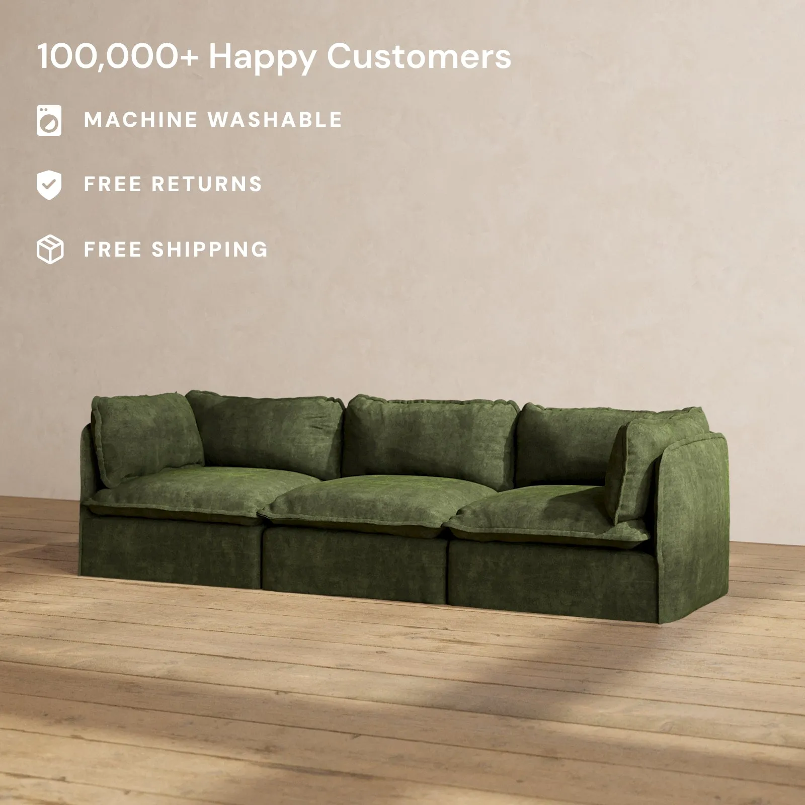 Modular Performance 3-Seater in Olive | Deluxe Blend