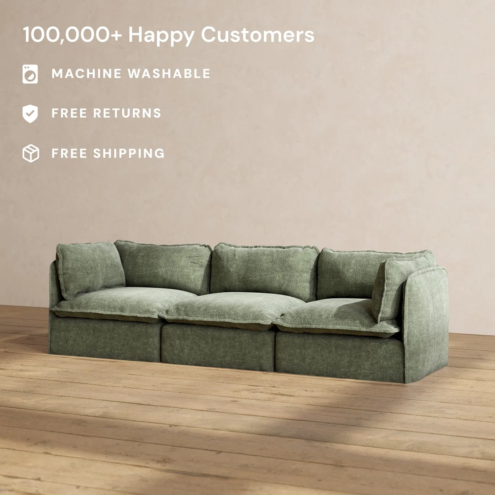 Modular Performance 3-Seater in Willow | Deluxe Blend
