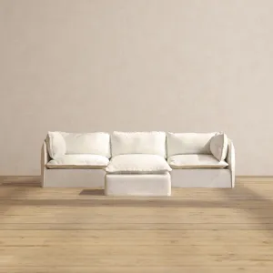 Modular Performance 3-Seater   Ottoman in Mousse | Deluxe Blend