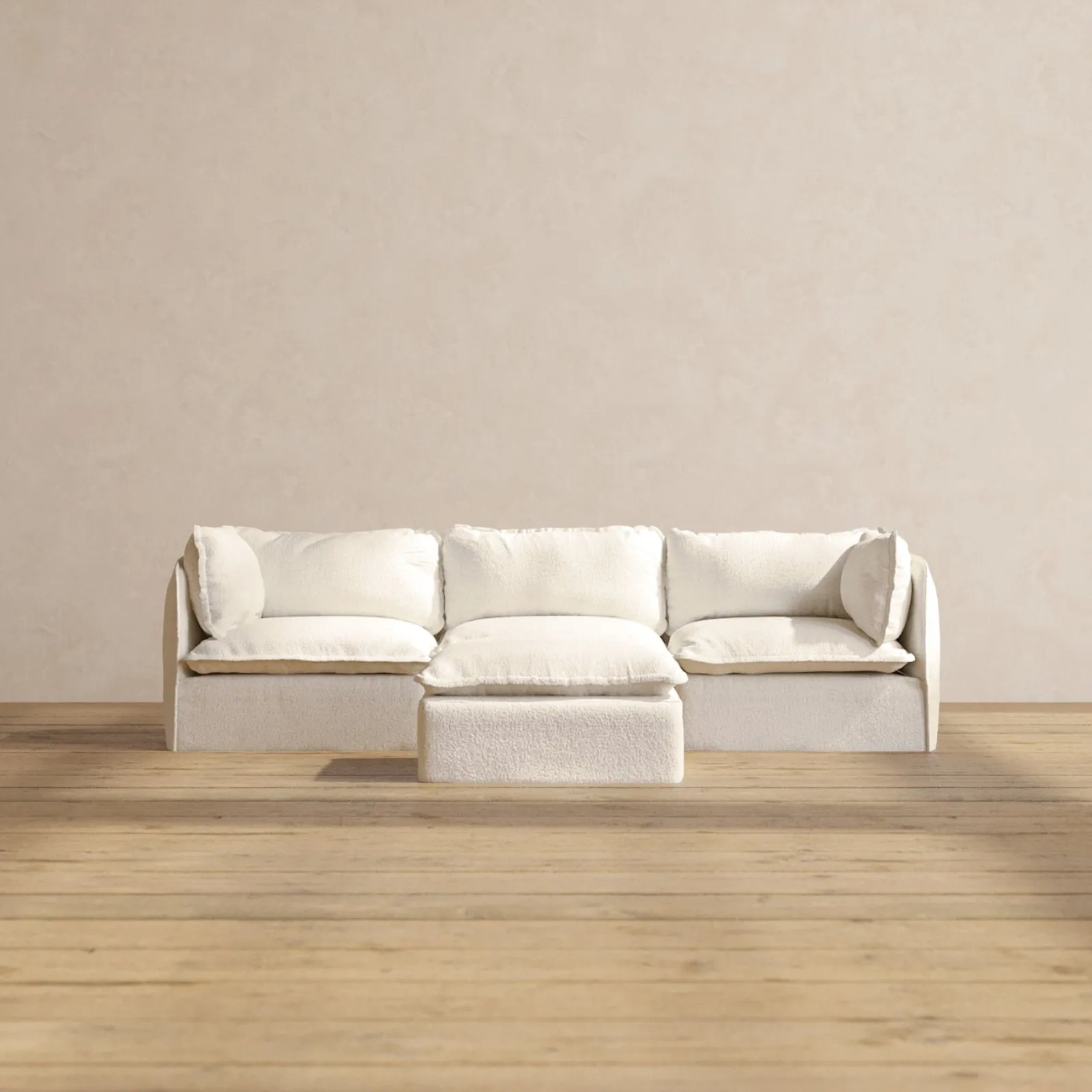 Modular Performance 3-Seater   Ottoman in Mousse | Deluxe Blend