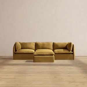 Modular Performance 3-Seater   Ottoman in Toffee | Deluxe Blend