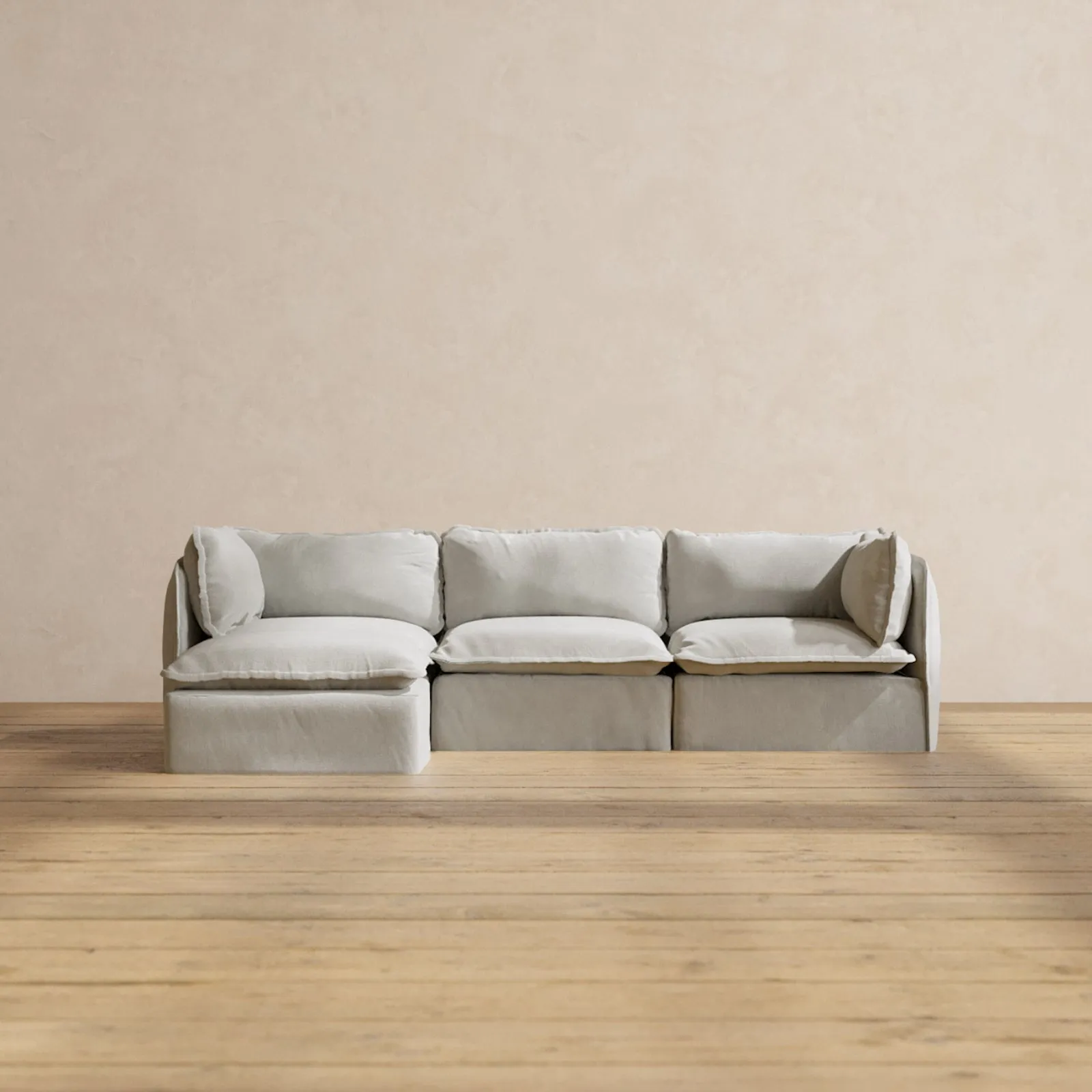 Modular Performance 3-Seater Sectional in Cloud | Relaxed Blend