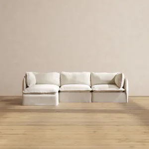 Modular Performance 3-Seater Sectional in Flour | Deluxe Blend