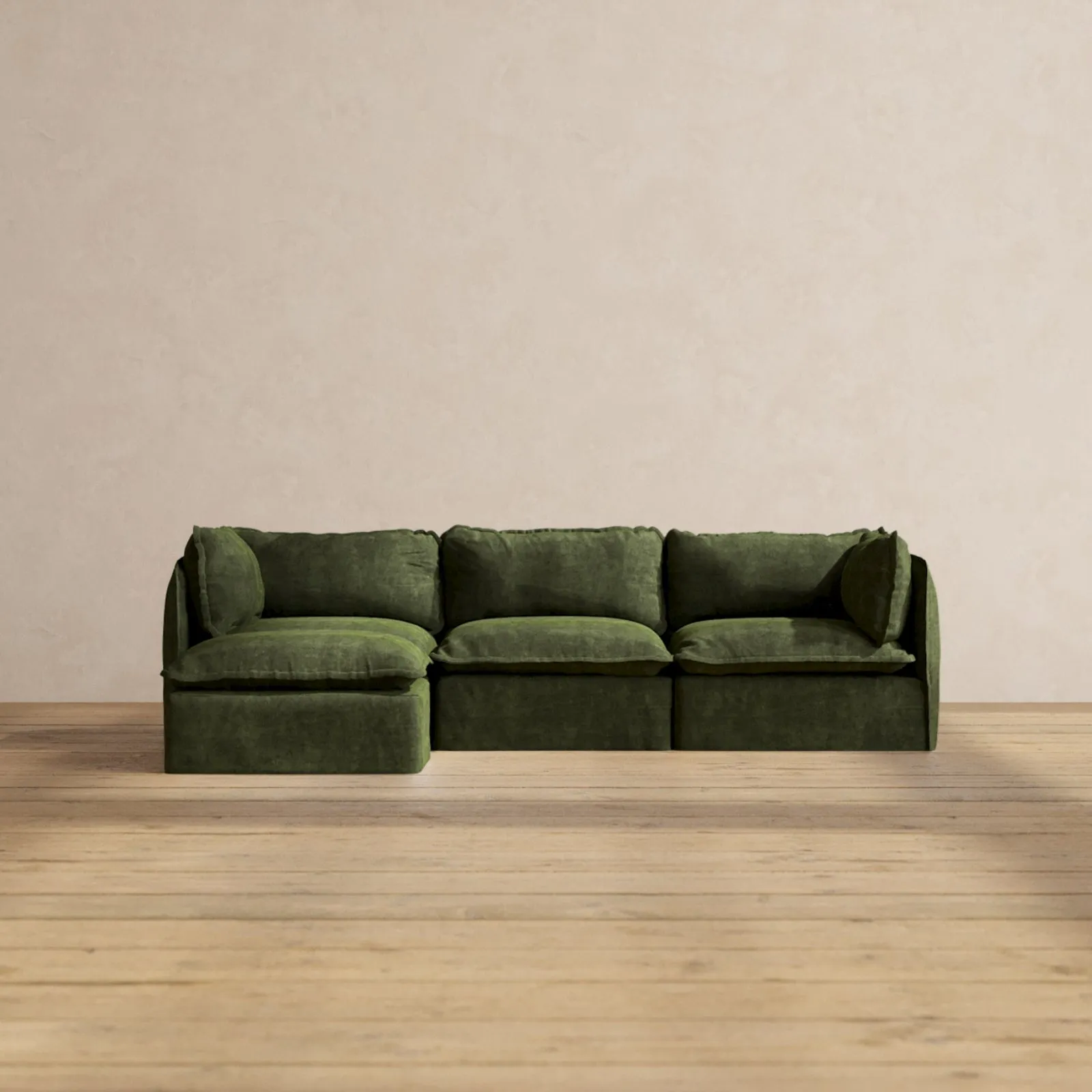 Modular Performance 3-Seater Sectional in Olive | Deluxe Blend