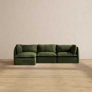 Modular Performance 3-Seater Sectional in Olive | Deluxe Blend