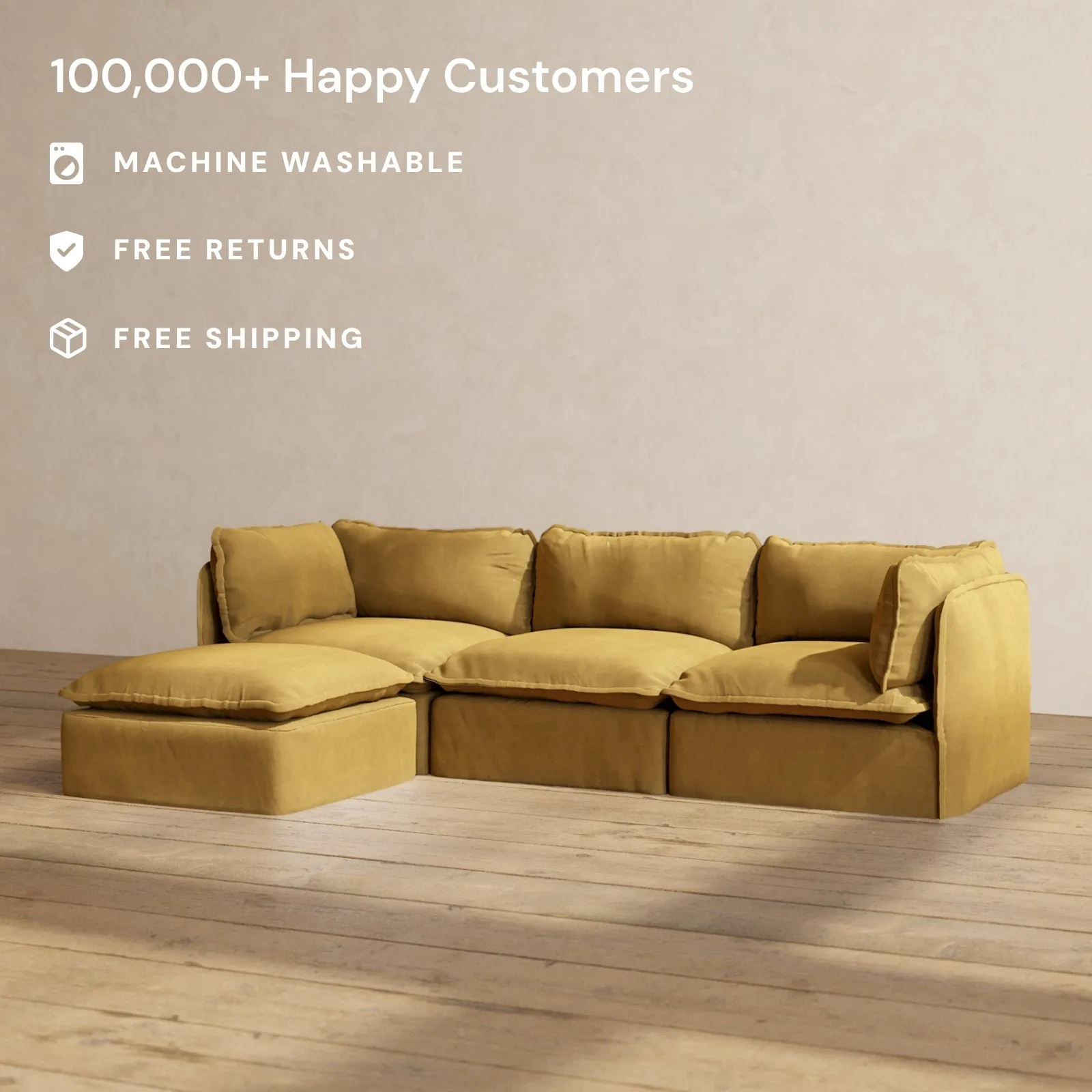 Modular Performance 3-Seater Sectional in Toffee | Deluxe Blend