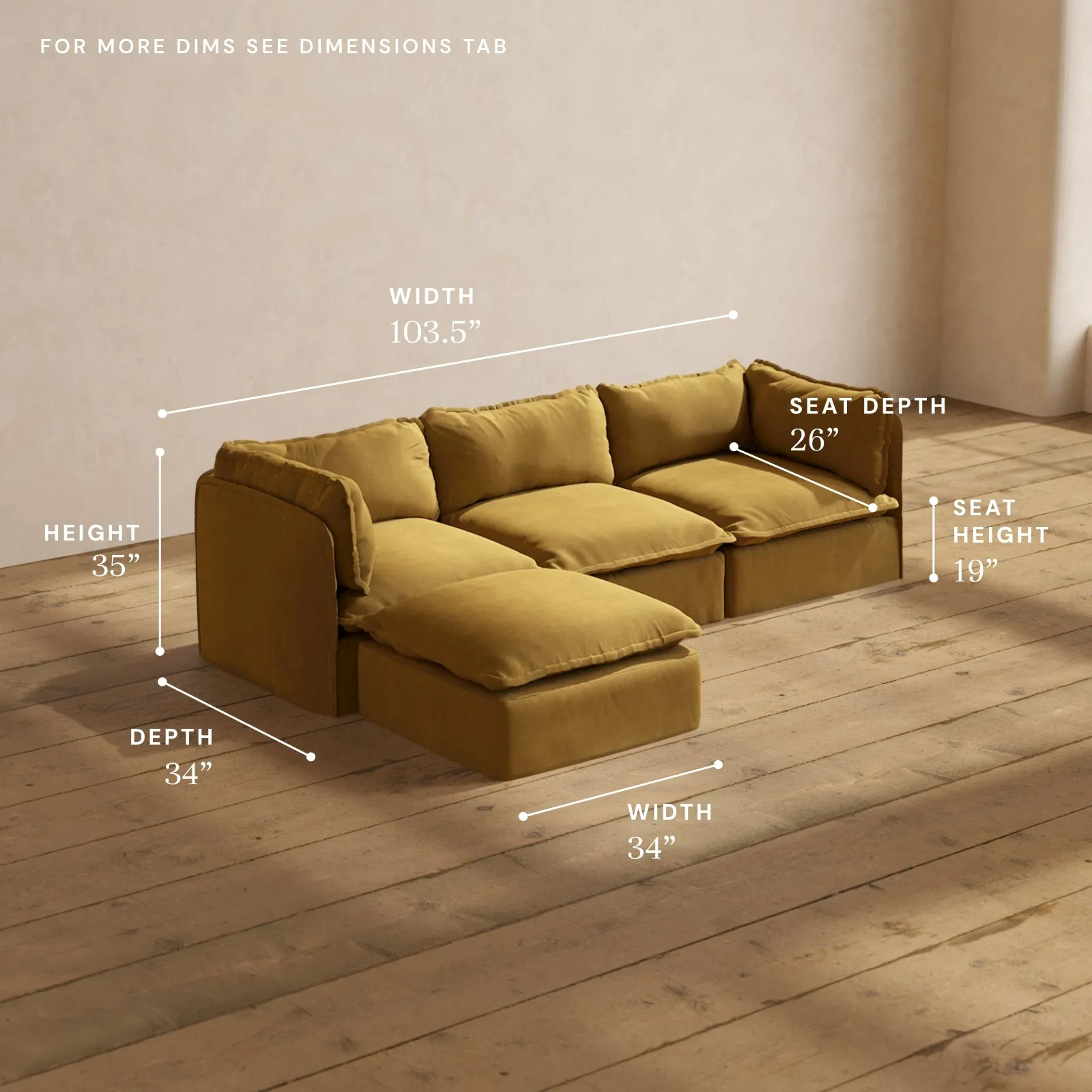 Modular Performance 3-Seater Sectional in Toffee | Deluxe Blend