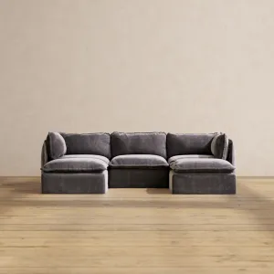 Modular Performance 3-Seater U-Sectional in Cinder | Deluxe Blend