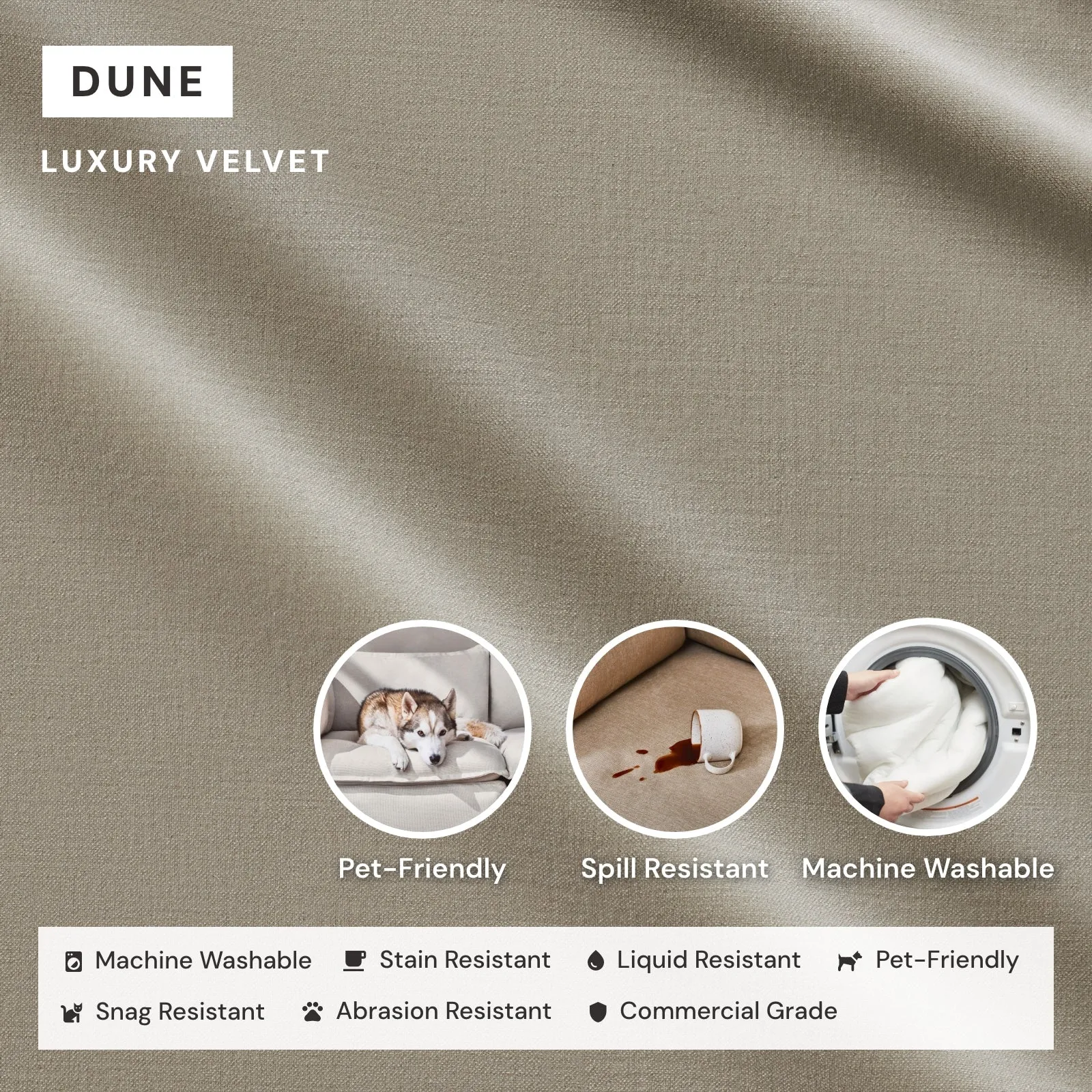 Modular Performance 3-Seater U-Sectional in Dune | Relaxed Blend