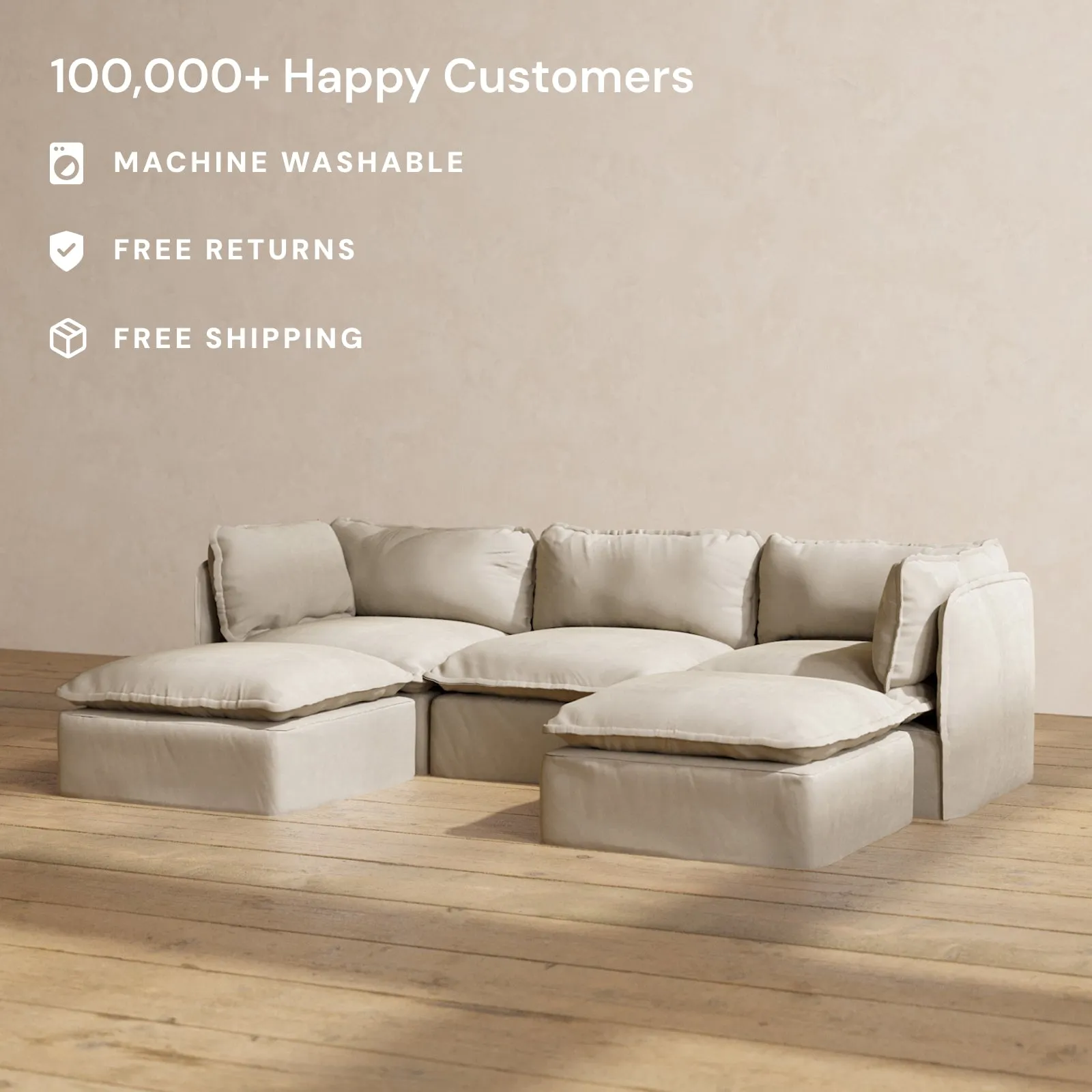 Modular Performance 3-Seater U-Sectional in Dune | Relaxed Blend