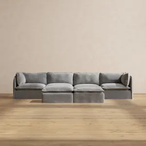 Modular Performance 4-Seater   Bench Ottoman in Ash | Relaxed Blend