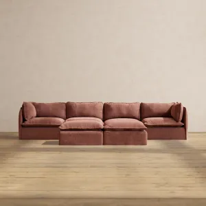 Modular Performance 4-Seater   Bench Ottoman in Chestnut | Deluxe Blend