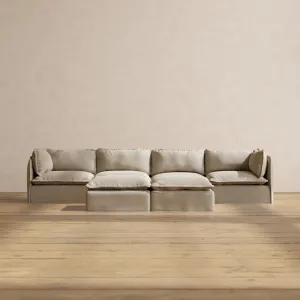 Modular Performance 4-Seater   Bench Ottoman in Dune | Relaxed Blend