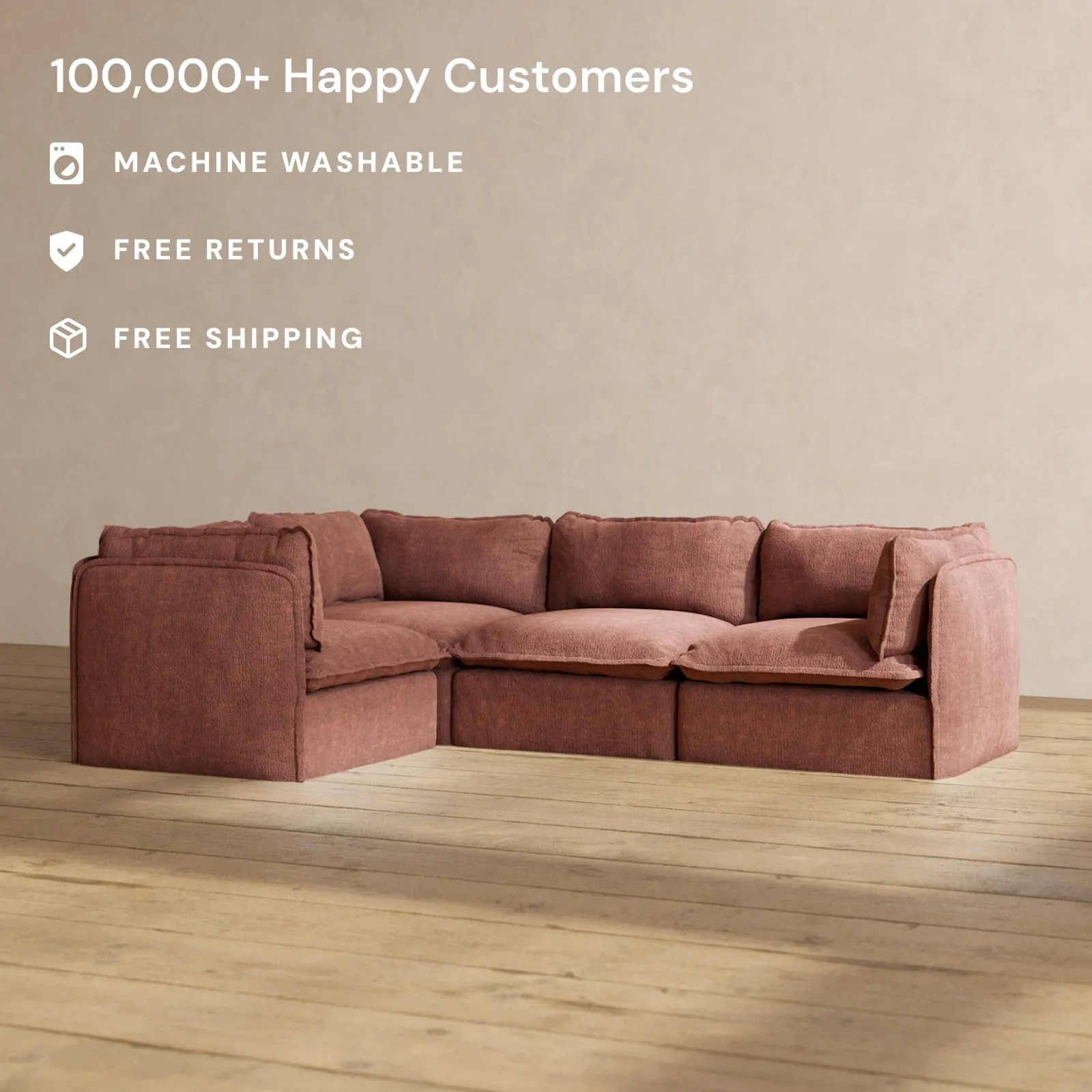 Modular Performance 4-Seater Corner Sectional in Chestnut | Relaxed Blend