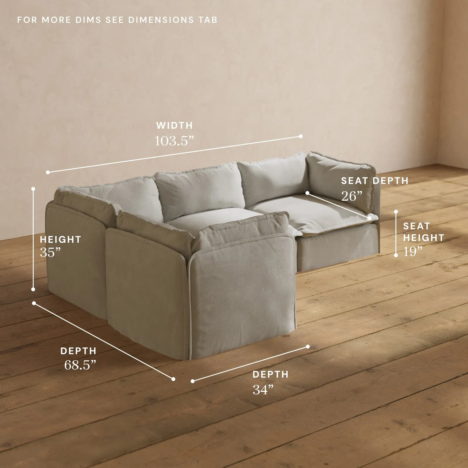Modular Performance 4-Seater Corner Sectional in Cloud | Deluxe Blend