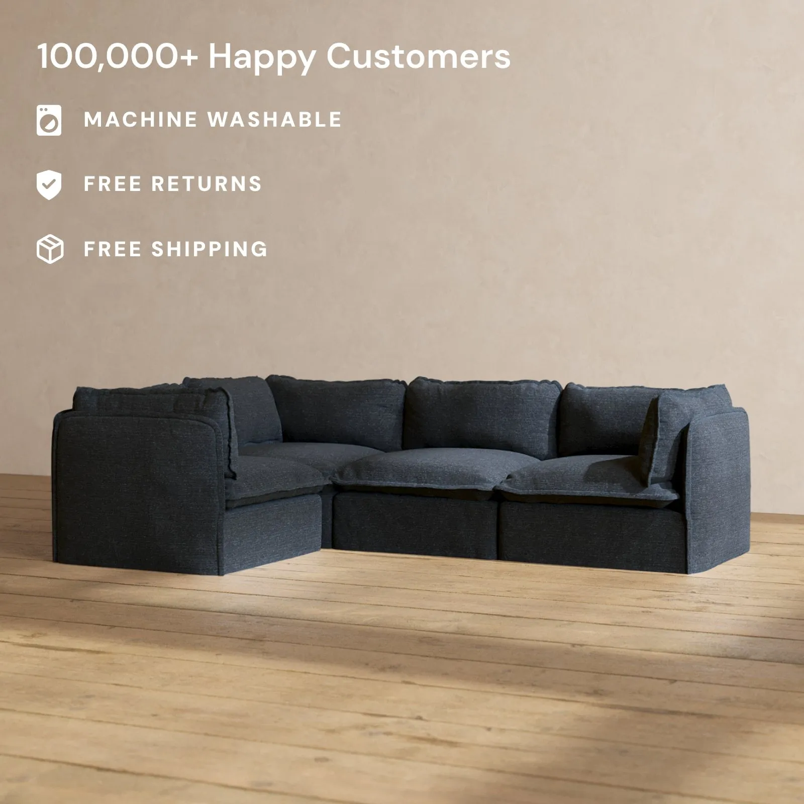 Modular Performance 4-Seater Corner Sectional in Indigo | Deluxe Blend