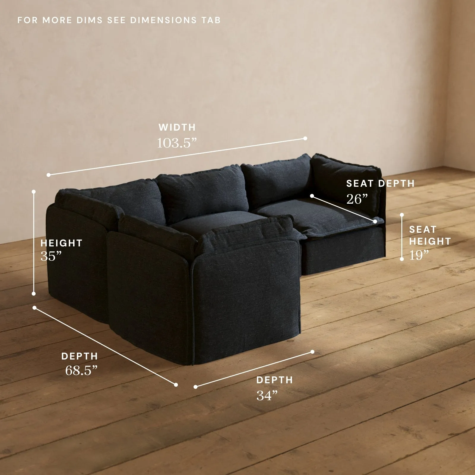 Modular Performance 4-Seater Corner Sectional in Indigo | Deluxe Blend