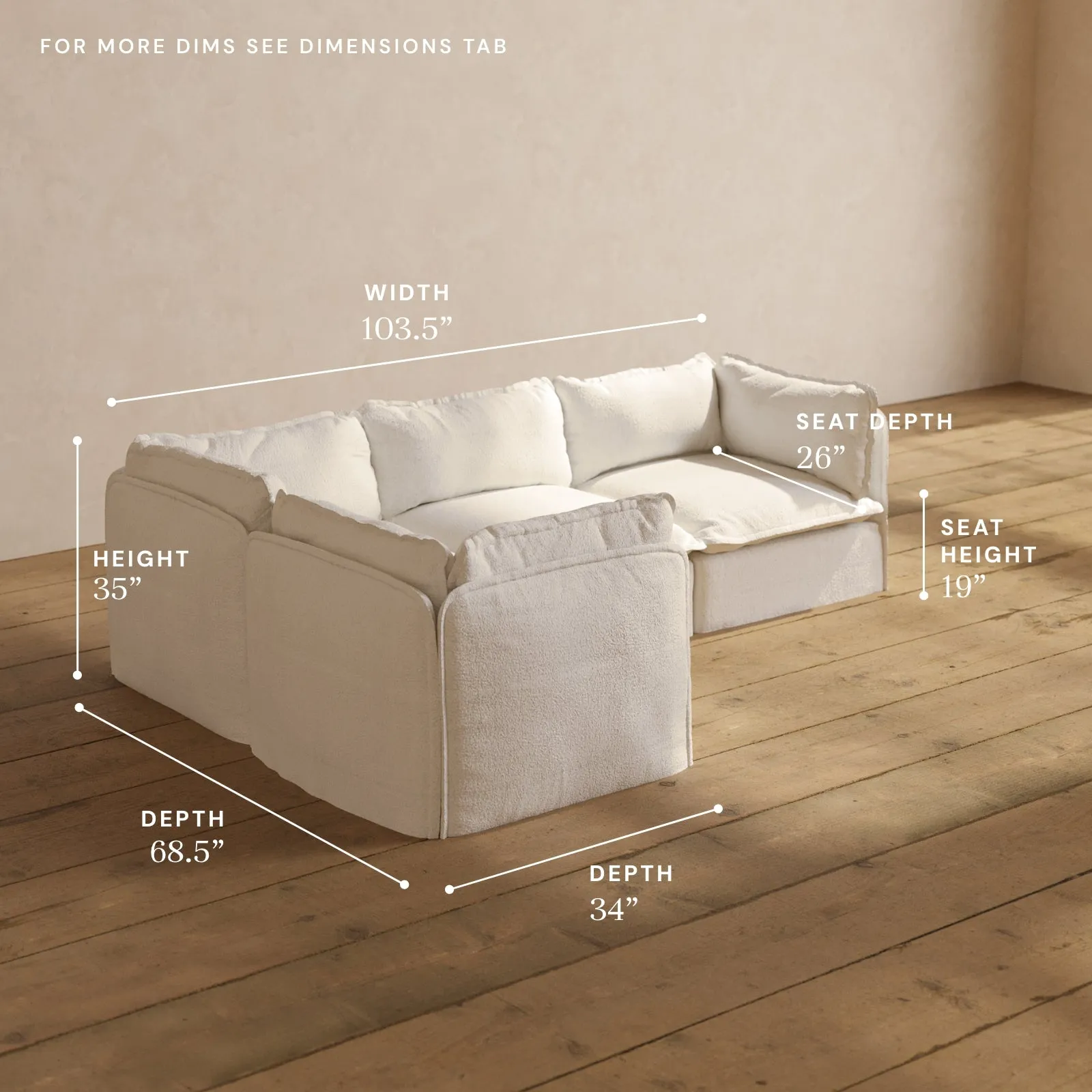 Modular Performance 4-Seater Corner Sectional in Mousse | Deluxe Blend