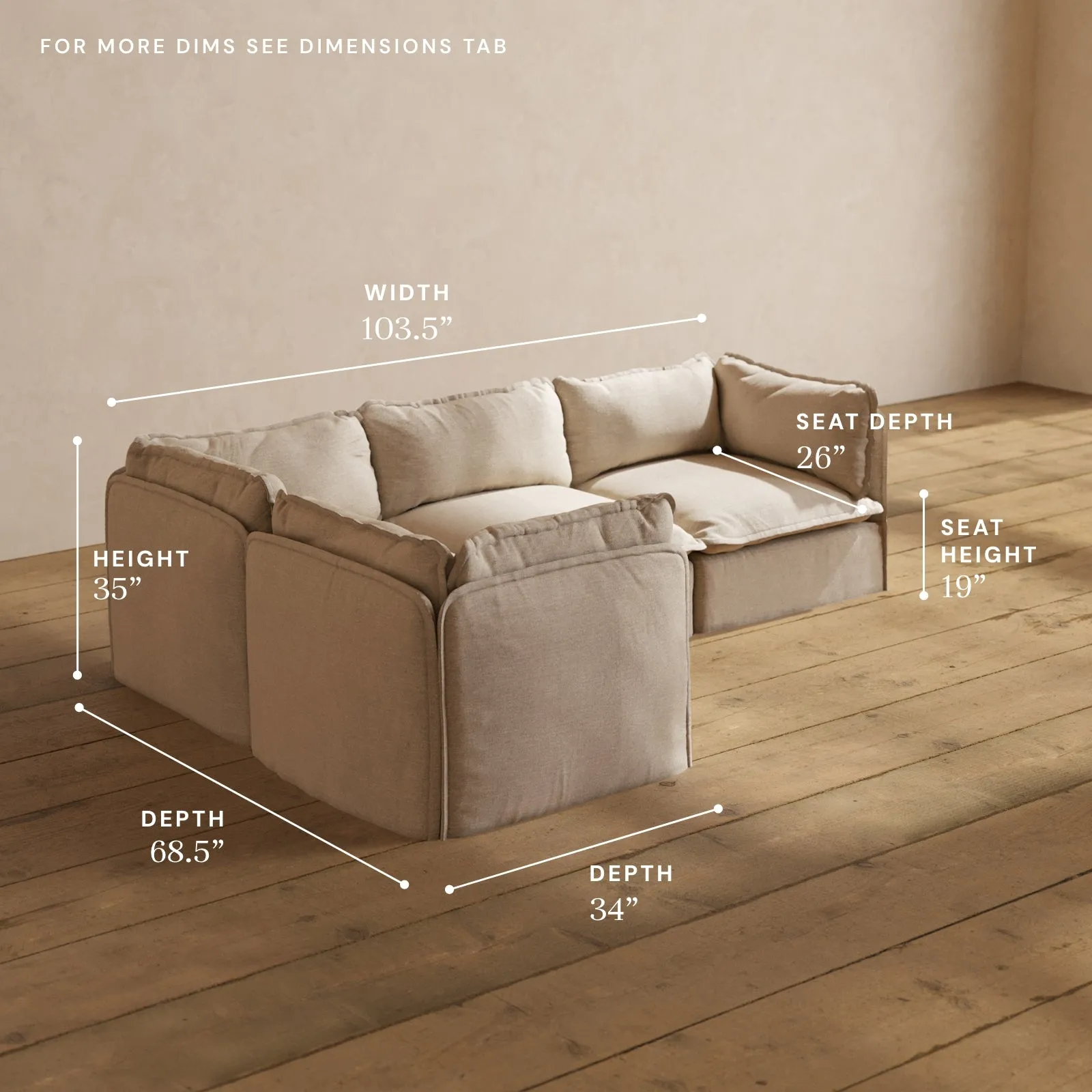 Modular Performance 4-Seater Corner Sectional in Oat | Deluxe Blend