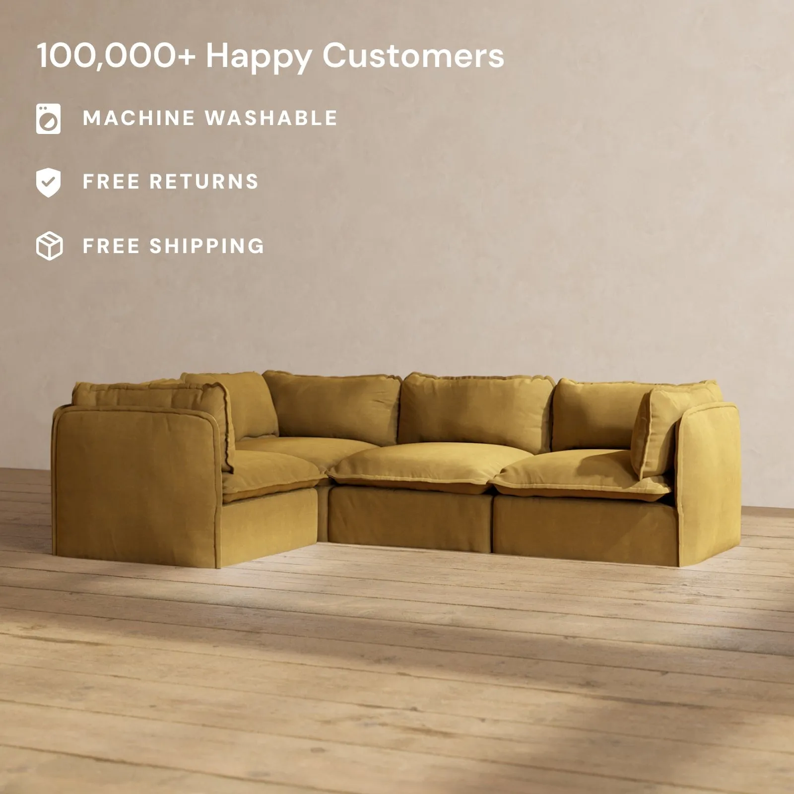 Modular Performance 4-Seater Corner Sectional in Toffee | Relaxed Blend