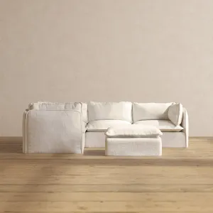 Modular Performance 4-Seater Corner Sectional   Ottoman in Mousse | Relaxed Blend