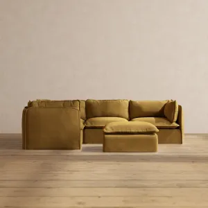 Modular Performance 4-Seater Corner Sectional   Ottoman in Toffee | Deluxe Blend