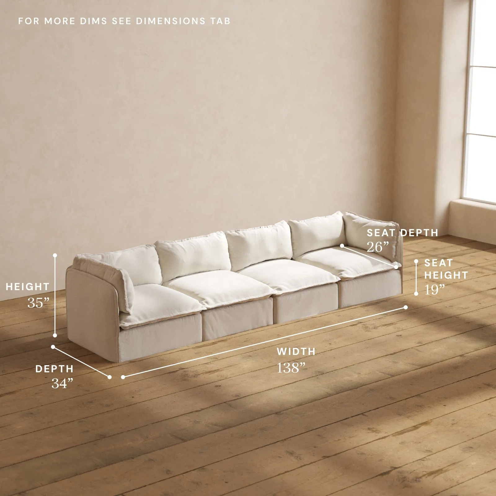 Modular Performance 4-Seater in Flour | Deluxe Blend
