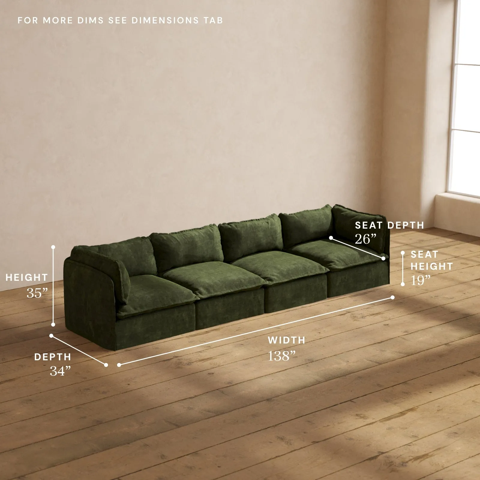 Modular Performance 4-Seater in Olive | Deluxe Blend