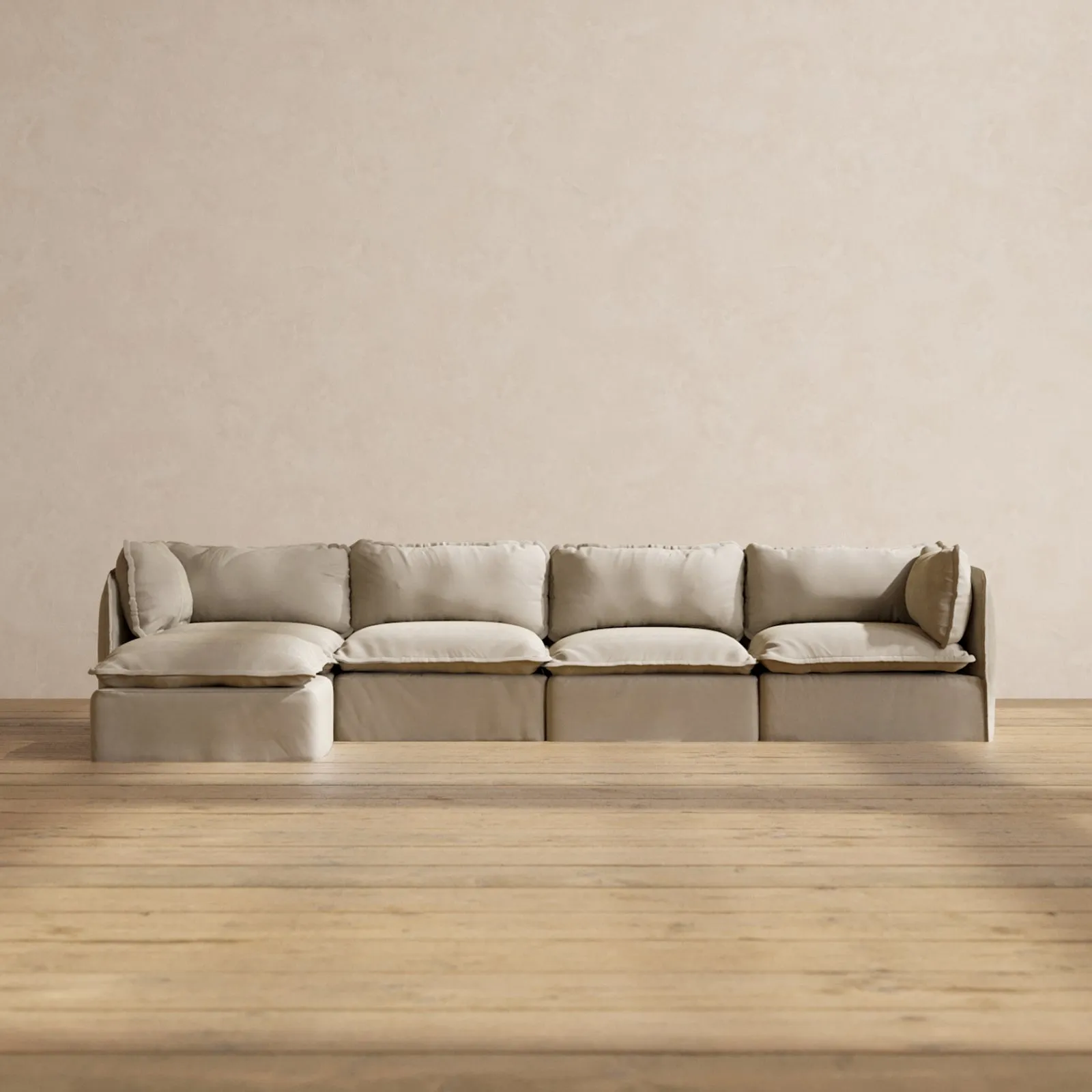 Modular Performance 4-Seater Sectional in Dune | Deluxe Blend